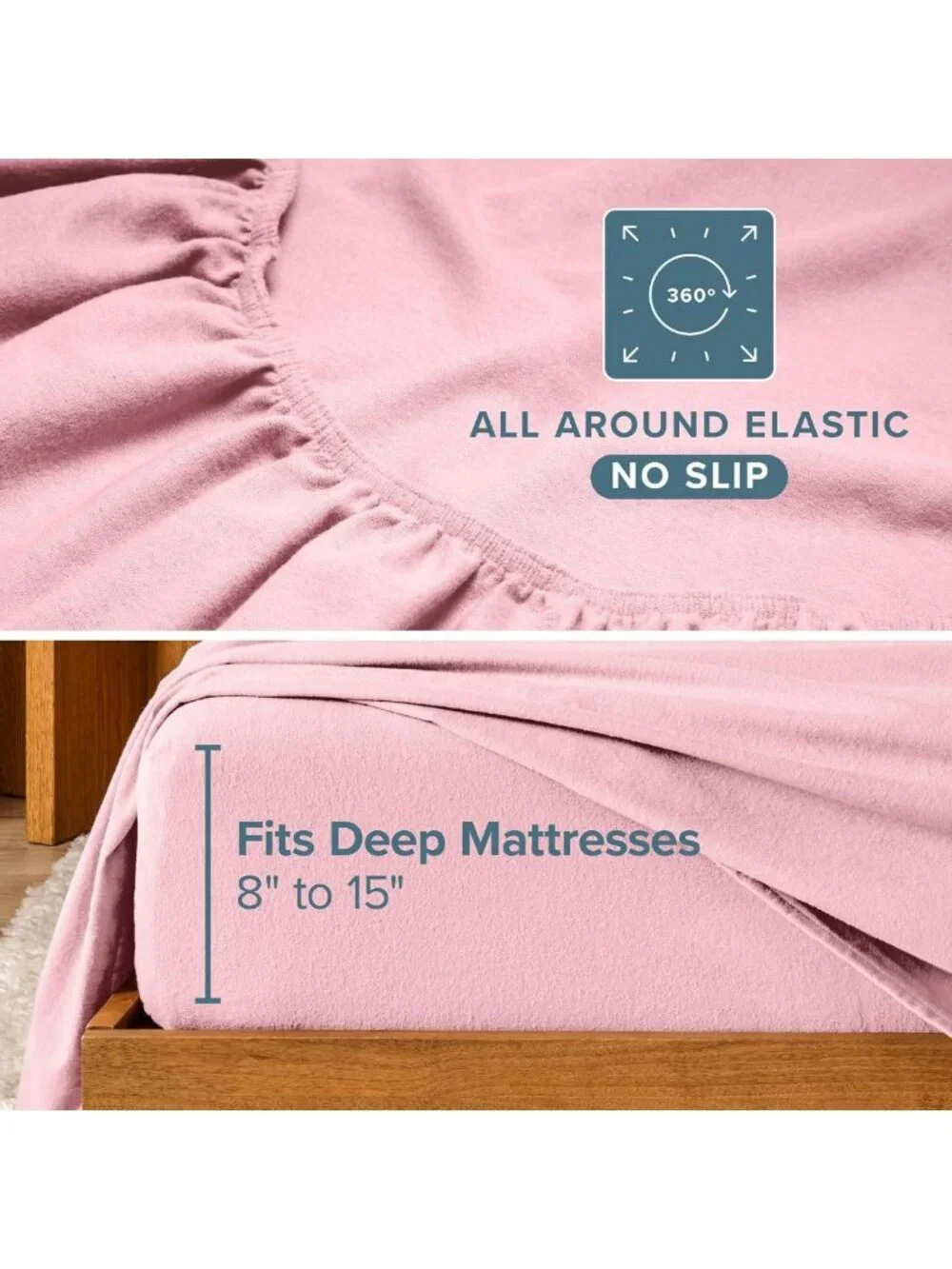 Soft Cotton Flannel Sheet Set Twin XL - Heavyweight, Double Brushed, Deep